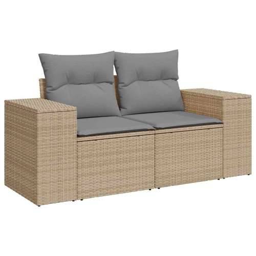 5-dijelni vrtni set sofa s jastucima bež od poliratana - bež i siva sa spremištem 1 Cijena