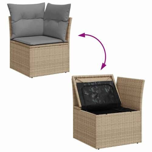 5-dijelni vrtni set sofa s jastucima bež od poliratana - bež i siva sa spremištem 1 Cijena