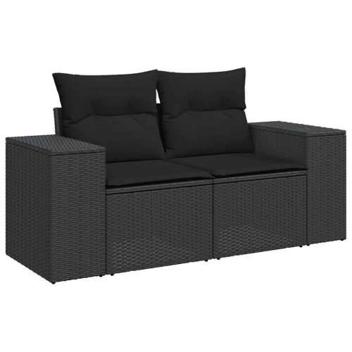 Vrtna garnitura - 7-dijelni set vrtnih sofa od poliratana s jastucima crni - Crna sa spremištem 1 Cijena