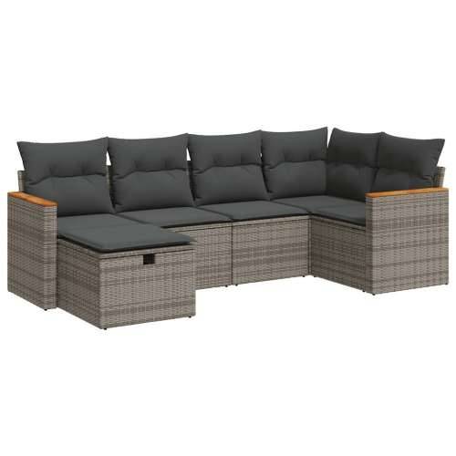 Vrtna garnitura - 6-dijelni set vrtnih sofa od poliratana s jastucima sivi - Siva sa spremištem 6 Cijena