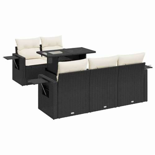 Vrtna garnitura - 6-dijelni set vrtnih sofa s jastucima crni od poliratana - Crna i krem 1 Cijena