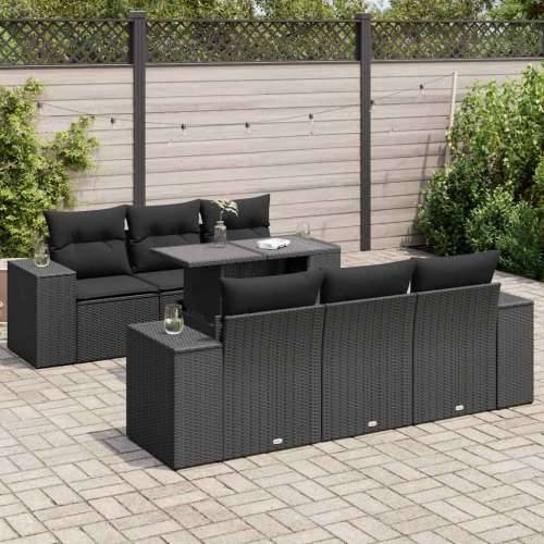 Vrtna garnitura - 7-dijelni set vrtnih sofa od poliratana s jastucima crni - Crna 1 Cijena