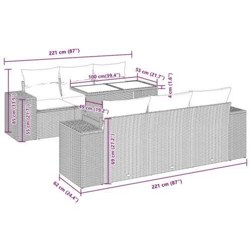 Vrtna garnitura - 7-dijelni set vrtnih sofa od poliratana s jastucima crni - Crna 1 Cijena