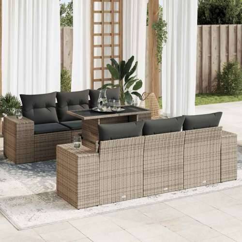 Vrtna garnitura - 7-dijelni set vrtnih sofa sivi od poliratana - Siva 1 Cijena