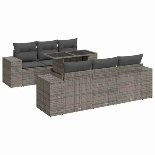 Vrtna garnitura - 7-dijelni set vrtnih sofa sivi od poliratana - Siva 1 Cijena