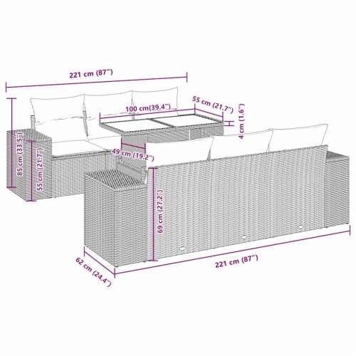 Vrtna garnitura - 7-dijelni set vrtnih sofa sivi od poliratana - Siva 1 Cijena