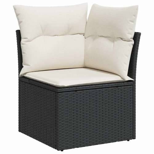 Vrtna garnitura - 8-dijelni set vrtnih sofa od poliratana s jastucima crni - Crna i krem stol + 3x kutna + 3x srednja + tabure 1 Cijena