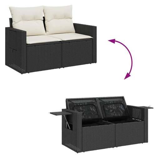 Vrtna garnitura - 8-dijelni set vrtnih sofa od poliratana s jastucima crni - Crna i krem stol + 3x kutna + 3x srednja + tabure 1 Cijena