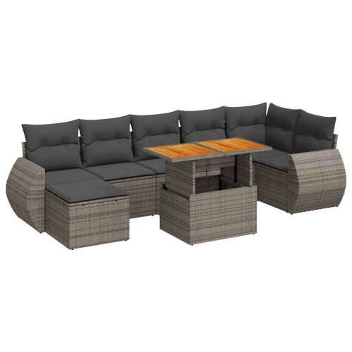 Vrtna garnitura - 8-dijelni set vrtnih sofa od poliratana s jastucima sivi - siva i tamnosiva 3x kutna + stol + 3x srednja + tab Cijena