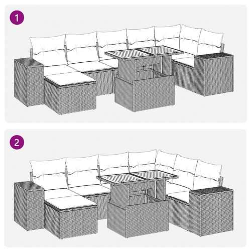 Vrtna garnitura - 8-dijelni set vrtnih sofa od poliratana s jastucima crni - Crna 3x kutna + stol + 3x srednja + tabure 1 Cijena