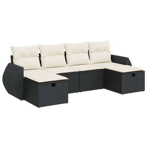 Vrtna garnitura - 6-dijelni set vrtnih sofa s jastucima crni od poliratana - Crna i krem sa spremištem 1 Cijena
