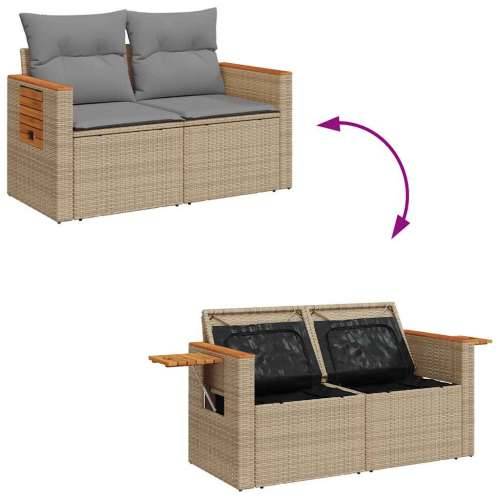 5-dijelni vrtni set sofa s jastucima bež od poliratana - bež i siva sa spremištem 5 Cijena