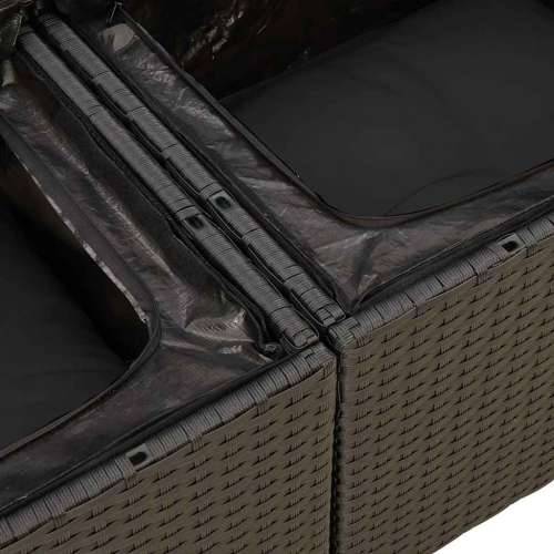 Vrtna garnitura - 6-dijelni set vrtnih sofa s jastucima crni od poliratana - Crna 1 Cijena