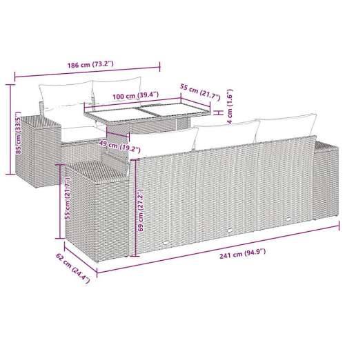 Vrtna garnitura - 6-dijelni set vrtnih sofa s jastucima crni od poliratana - Crna 1 Cijena