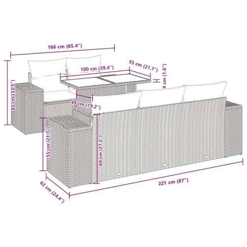 Vrtna garnitura - 6-dijelni set vrtnih sofa s jastucima crni od poliratana - Crna 1 Cijena