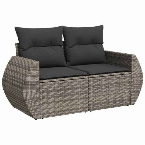 Vrtna garnitura - 6-dijelni set vrtnih sofa od poliratana s jastucima sivi - Siva sa spremištem 1 Cijena
