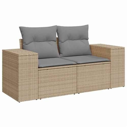 Vrtna garnitura - 8-dijelni set vrtnih sofa od poliratana s jastucima bež - bež i svjetlosiva 3x kutna + stol + 3x srednja + tab Cijena