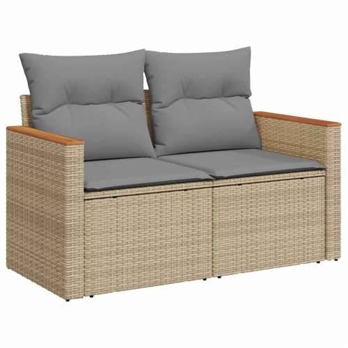 5-dijelni vrtni set sofa s jastucima bež od poliratana - bež i siva sa spremištem 5 Cijena