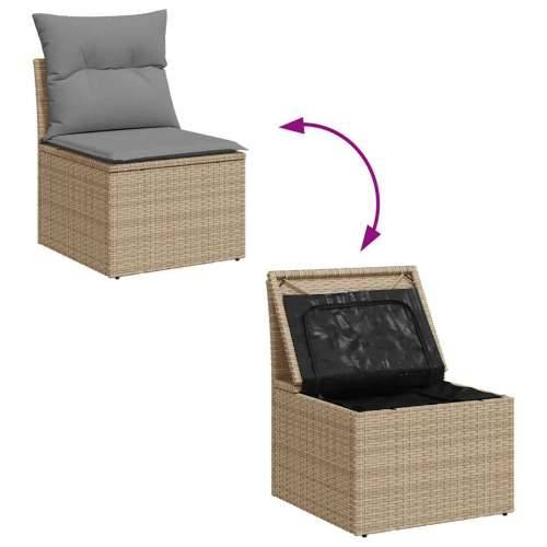 5-dijelni vrtni set sofa s jastucima bež od poliratana - bež i siva sa spremištem 5 Cijena