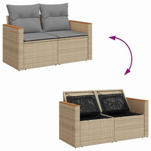 5-dijelni vrtni set sofa s jastucima bež od poliratana - bež i siva sa spremištem 5 Cijena