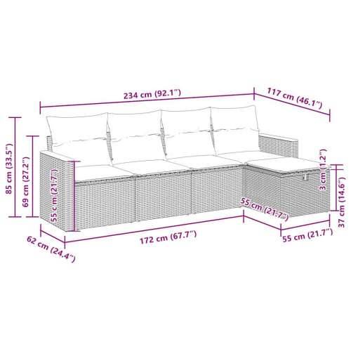 5-dijelni vrtni set sofa s jastucima bež od poliratana - bež i siva sa spremištem 5 Cijena