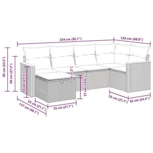 Vrtna garnitura - 6-dijelni set vrtnih sofa s jastucima bež od poliratana - bež i siva sa spremištem 6 Cijena