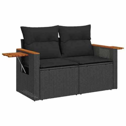 Vrtna garnitura - 6-dijelni set vrtnih sofa s jastucima crni od poliratana - Crna sa spremištem 5 Cijena
