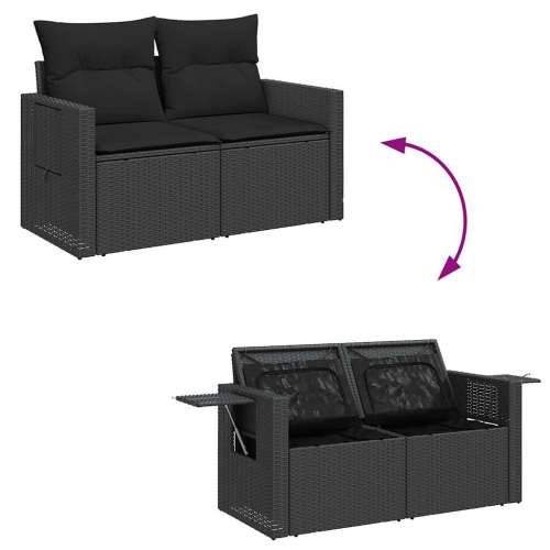 Vrtna garnitura - 7-dijelni set vrtnih sofa od poliratana s jastucima crni - Crna sa spremištem 1 Cijena