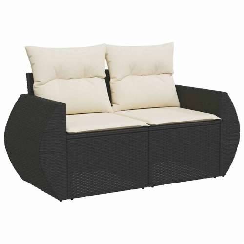 Vrtna garnitura - 7-dijelni set vrtnih sofa od poliratana s jastucima crni - Crna i krem sa spremištem 1 Cijena