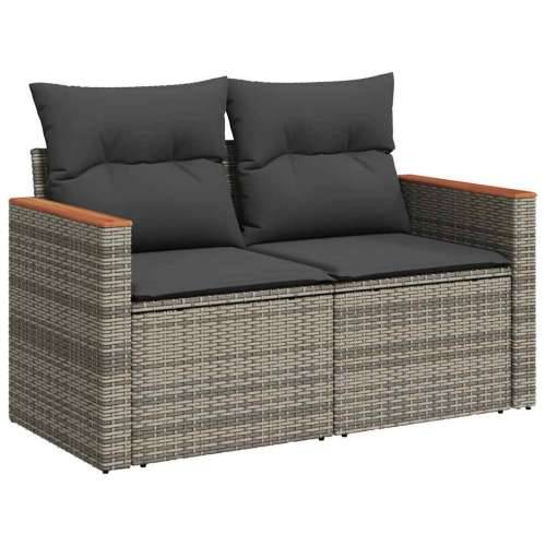 Vrtna garnitura - 11-dijelni set vrtnih sofa poliratan i bagrem s jastucima sivi - Siva 1 Cijena