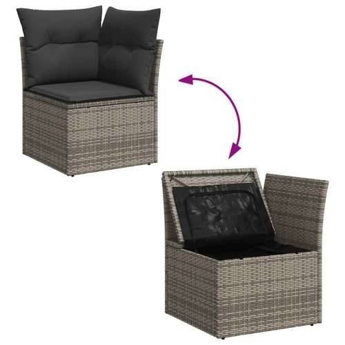 Vrtna garnitura - 11-dijelni set vrtnih sofa poliratan i bagrem s jastucima sivi - Siva 1 Cijena