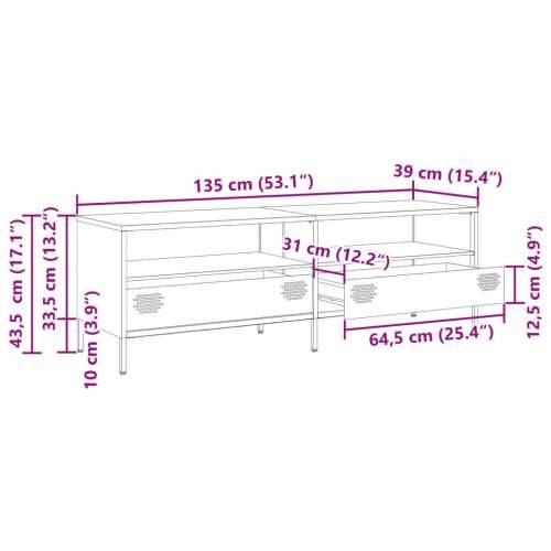 TV ormarić crni 135x39x43,5 cm hladno valjani čelik - Crna 1 135 cm Cijena