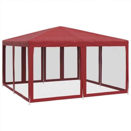 Šator za svadbe - šator za zabave s 8 mrežasta bočna zida crveni 4 x 4 m HDPE - Crvena 4 x 4 m 1 with 8 sidewalls Cijena