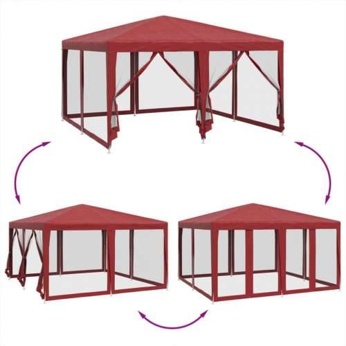 Šator za svadbe - šator za zabave s 8 mrežasta bočna zida crveni 4 x 4 m HDPE - Crvena 4 x 4 m 1 with 8 sidewalls Cijena