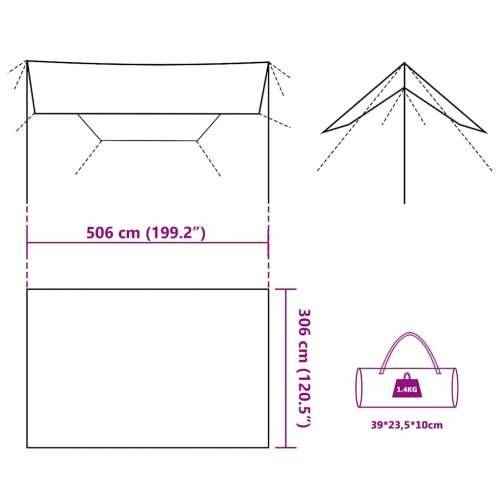 Cerada za kampiranje maslinastozelena 506x306 cm vodootporna - Maslinovo zelena 506 x 306 cm taft 1 Cijena