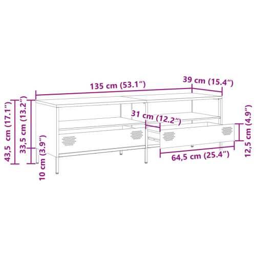 TV ormarić maslinastozeleni 135 x 39 x 43,5 cm čelični - Maslinovo zelena 1 135 cm Cijena