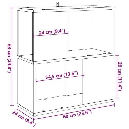 Ormarić za knjige boja staro drvo 60 x 24 x 63 cm drveni - Staro drvo 60 x 24 x 63 cm 1 Cijena