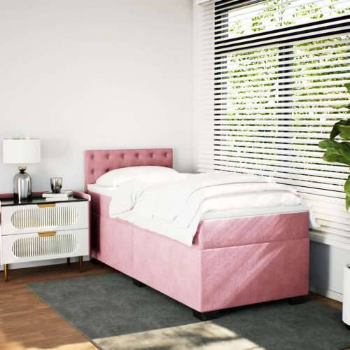 Box spring krevet s madracem ružičasti 80 x 200 cm baršunasti - Ružičasta 80 x 200 cm gumbi Cijena