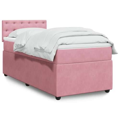 Box spring krevet s madracem ružičasti 80 x 200 cm baršunasti - Ružičasta 80 x 200 cm gumbi Cijena
