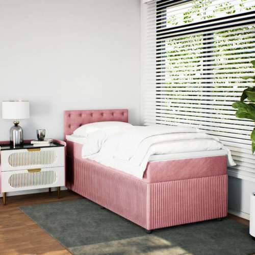 Box spring krevet s madracem ružičasti 80 x 200 cm baršunasti - Ružičasta 80 x 200 cm gumbi Cijena