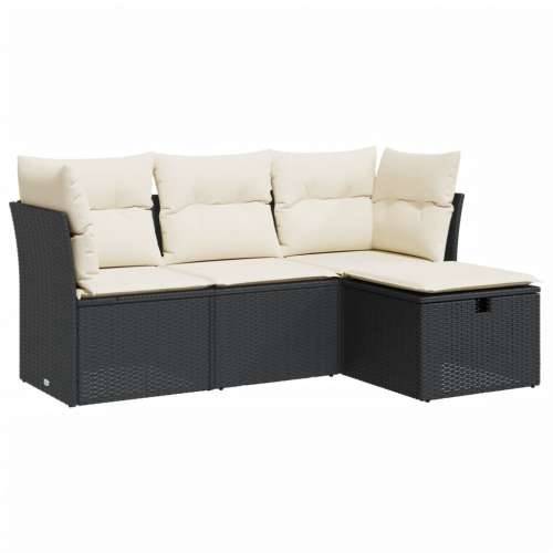 Vrtna garnitura - 4-dijelni set vrtnih sofa od poliratana s jastucima crni - Crna i krem sa spremištem i torbom 1 Cijena