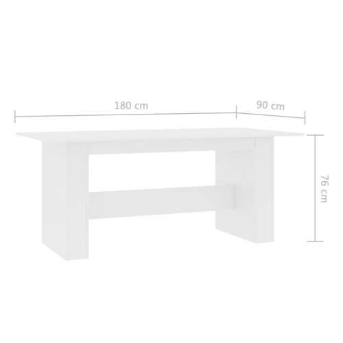 Blagovaonski stol bijeli 180 x 90 x 76 cm od iverice Cijena