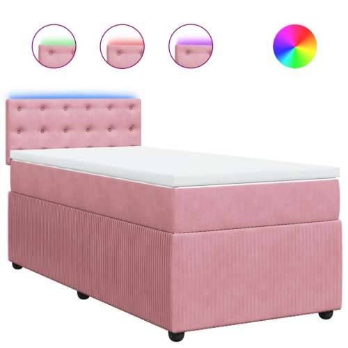 Box spring krevet s madracem ružičasti 80 x 200 cm baršunasti - Ružičasta 80 x 200 cm gumbi Cijena