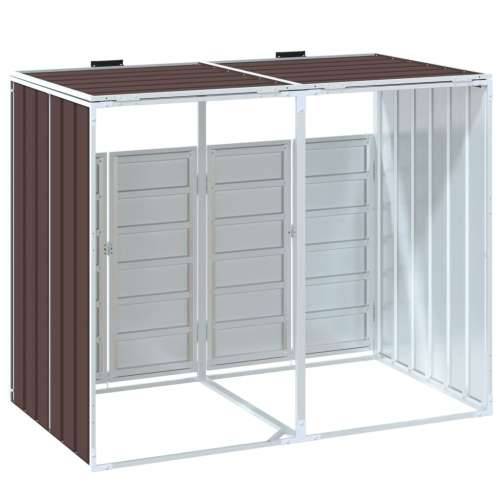 Spremište za 2 kanta za otpad smeđe 144x81x113 cm čelično - Smeđa 2 Cijena