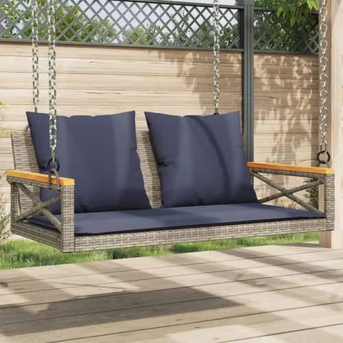 Klupa za ljuljanje s jastucima siva 109x62x40 cm od poliratana - Siva 62 x 109 x 40 cm 1 0 Cijena