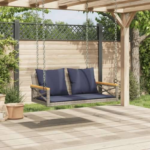 Klupa za ljuljanje s jastucima siva 109x62x40 cm od poliratana - Siva 62 x 109 x 40 cm 1 0 Cijena
