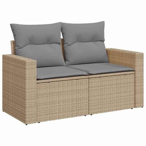 5-dijelni vrtni set sofa s jastucima bež od poliratana - bež i siva sa spremištem 1 Cijena