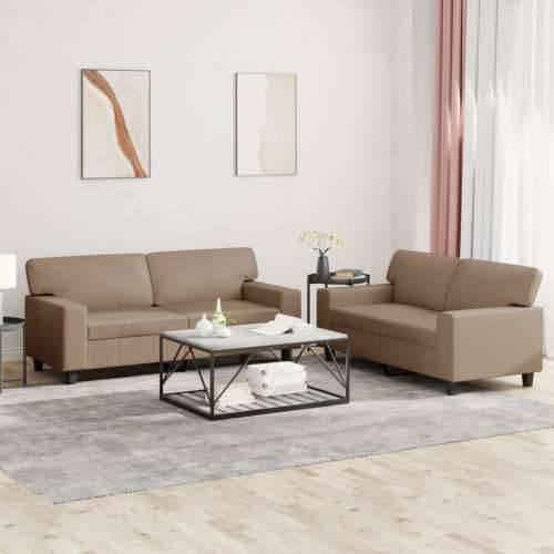 2-dijelni set sofa boja cappuccina od umjetne kože - Boja cappuccina s jastučićima Cijena