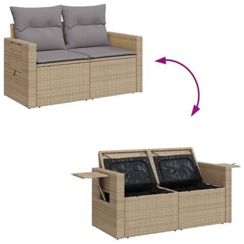 5-dijelni vrtni set sofa s jastucima bež od poliratana - bež i siva sa spremištem 1 Cijena