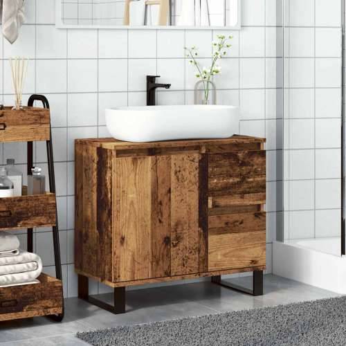 Kupaonski ormarić za Lavabo - Umivaonik boja drva 65 x 33 x 60 cm drveni - Staro drvo 1 Cijena